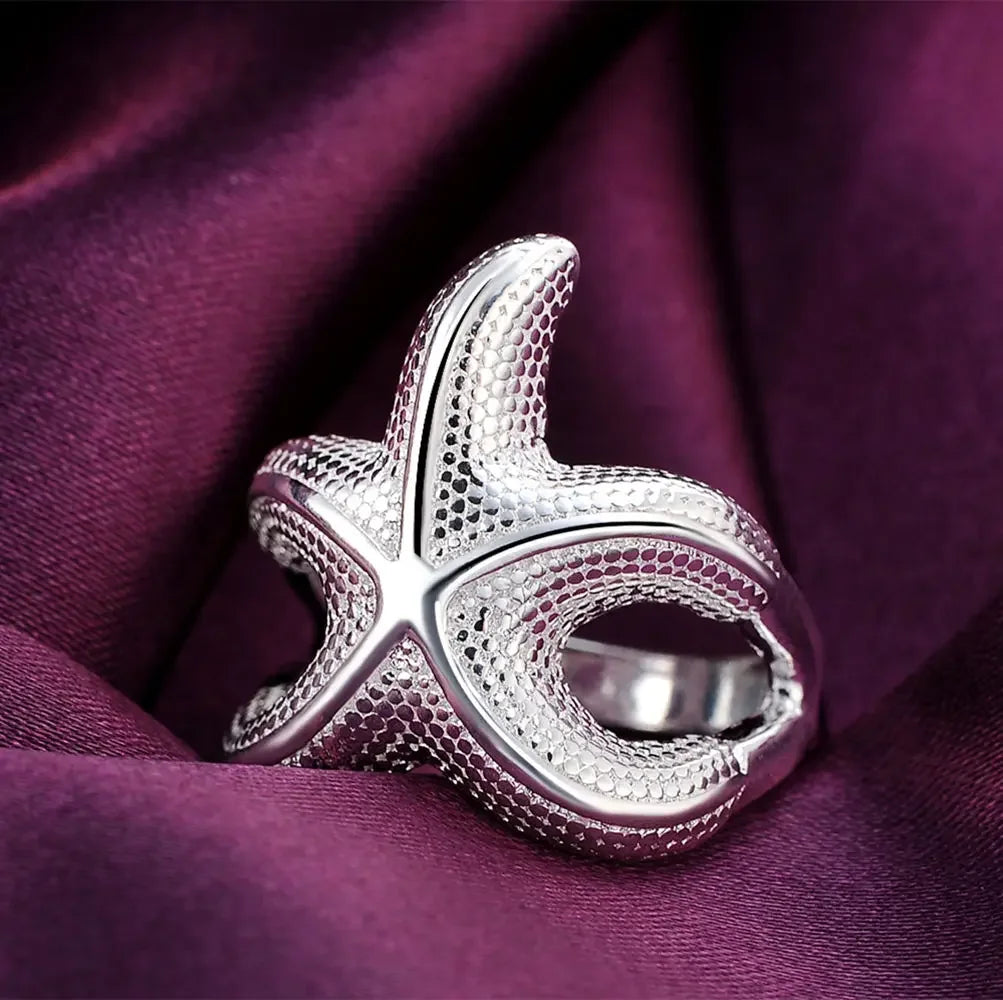 925 Sterling Silver fine Big starfish Rings