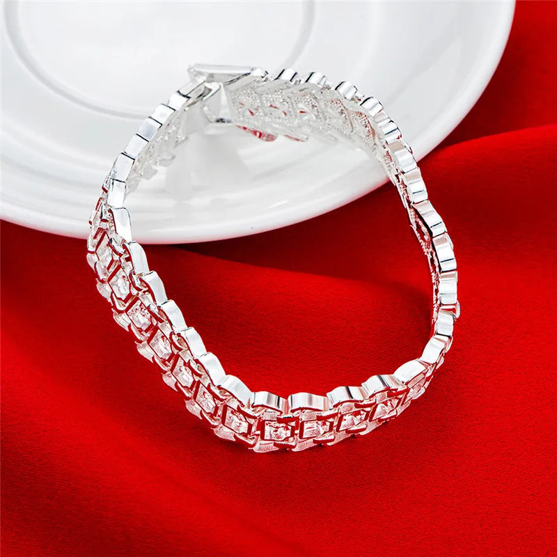 925 Sterling Silver Wide Wristband Bracelet