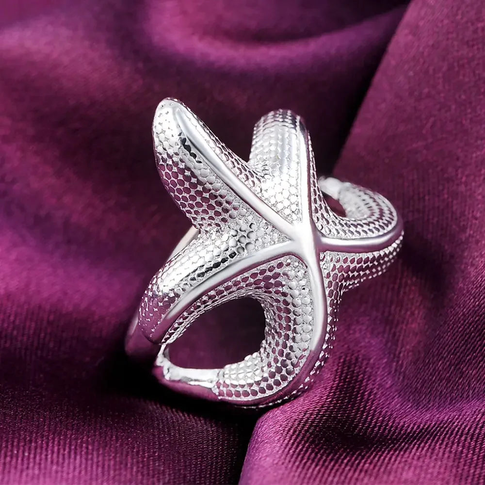 925 Sterling Silver fine Big starfish Rings