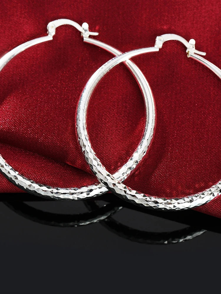 925 Sterling Silver 5CM Circle Hoop Earrings