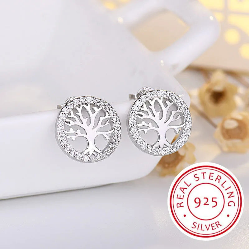 925 Sterling Silver Jewelry Women Fashion Cute Tiny Clear Crystal CZ Stud Earrings