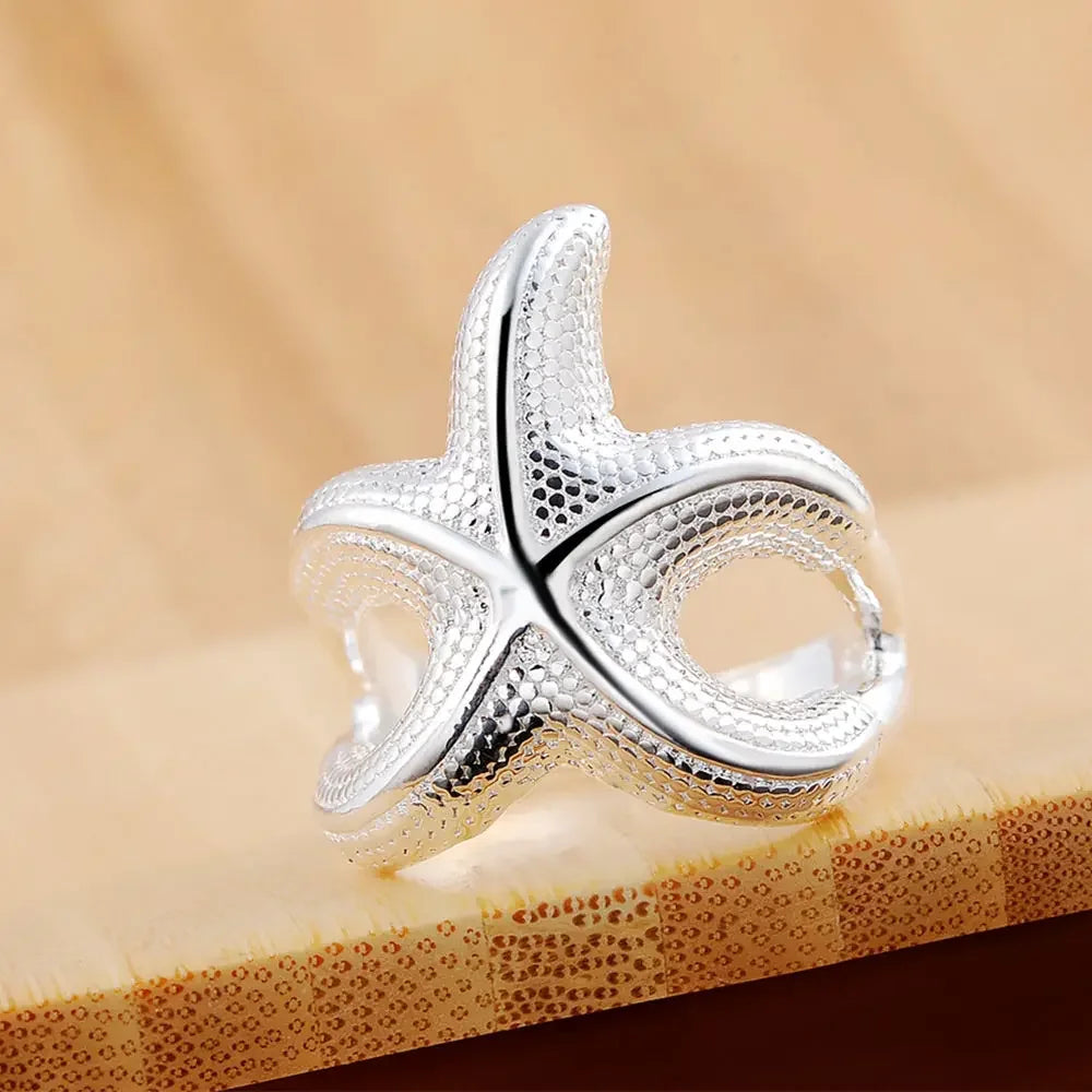 925 Sterling Silver fine Big starfish Rings