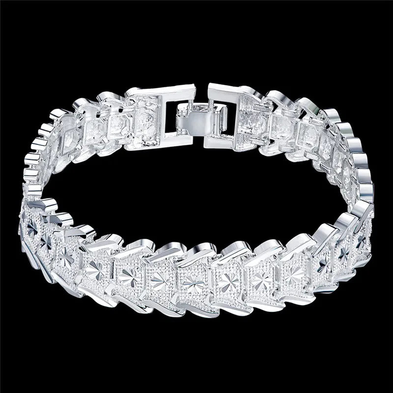 925 Sterling Silver Wide Wristband Bracelet