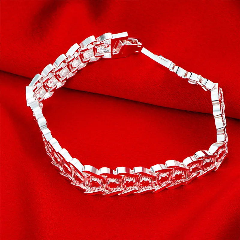 925 Sterling Silver Wide Wristband Bracelet