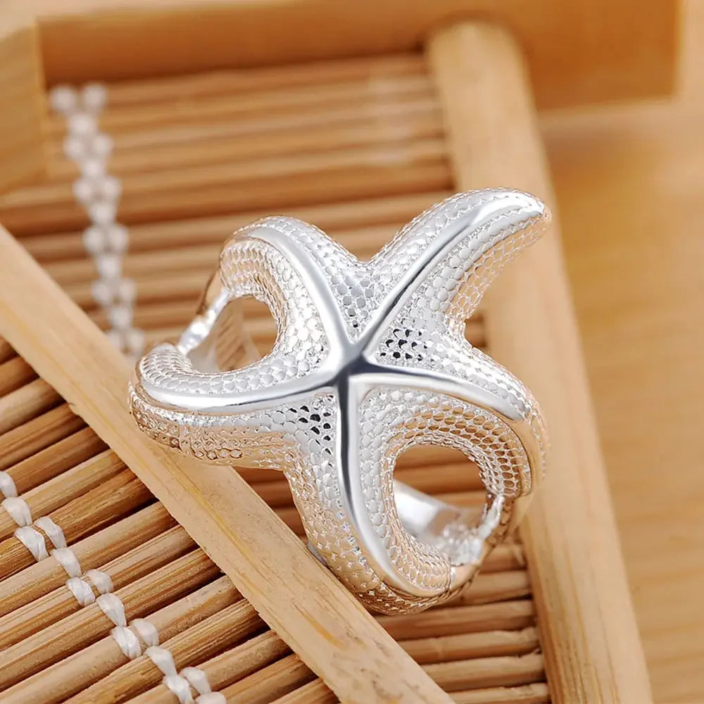 925 Sterling Silver fine Big starfish Rings