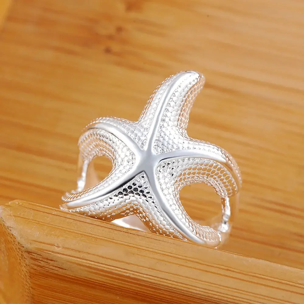 925 Sterling Silver fine Big starfish Rings