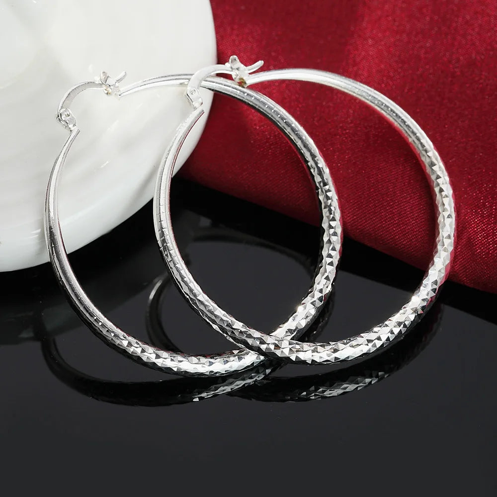 925 Sterling Silver 5CM Circle Hoop Earrings