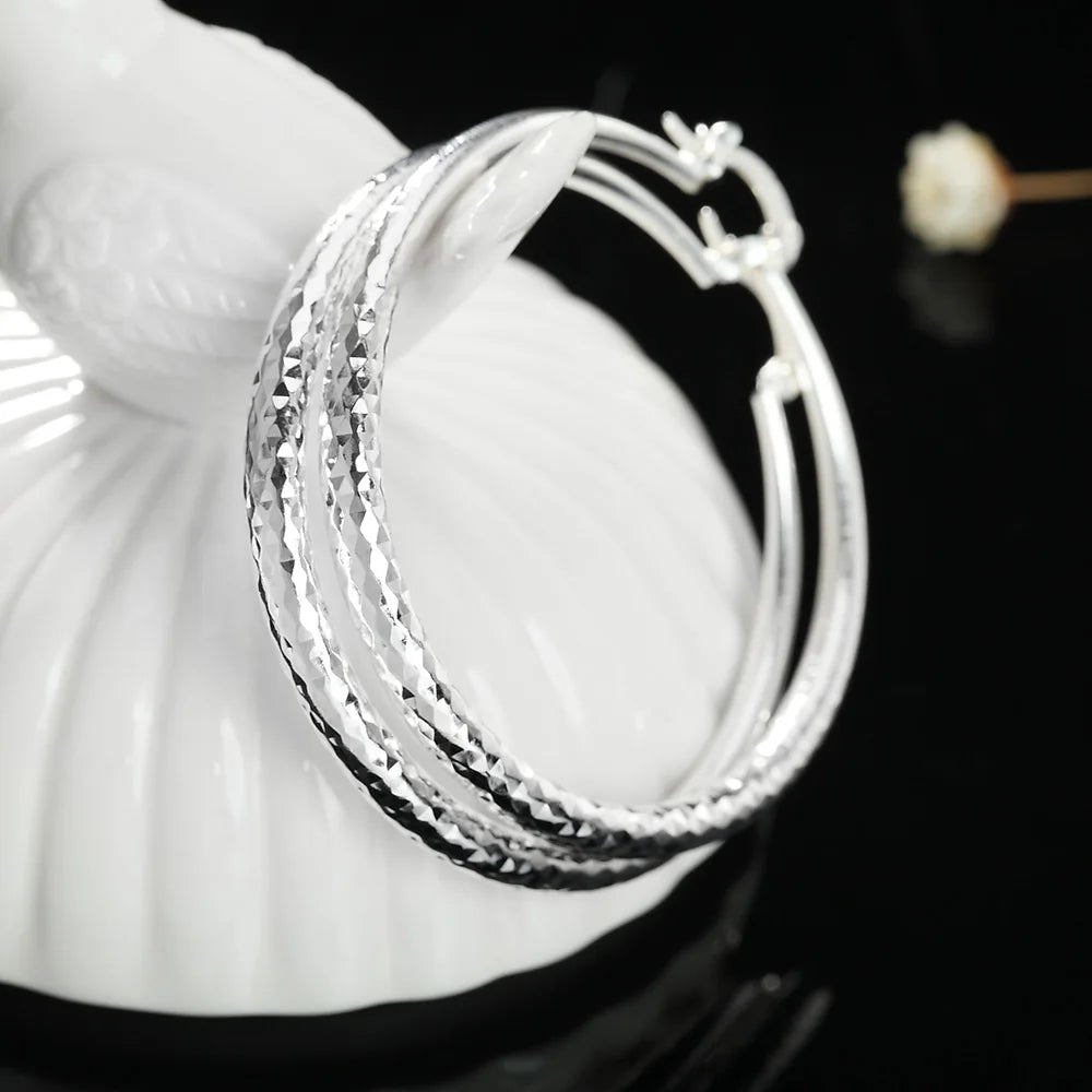 925 Sterling Silver 5CM Circle Hoop Earrings